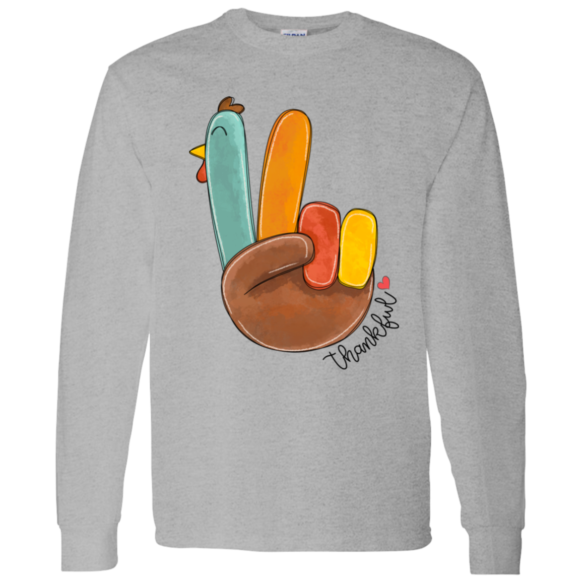 Peace Sign Turkey Thanksgiving LS T-Shirt