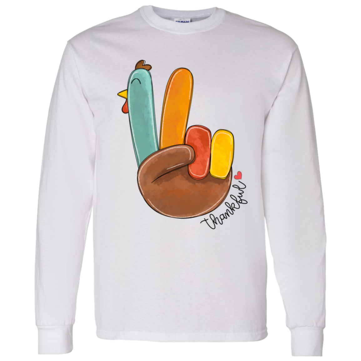 Peace Sign Turkey Thanksgiving LS T-Shirt