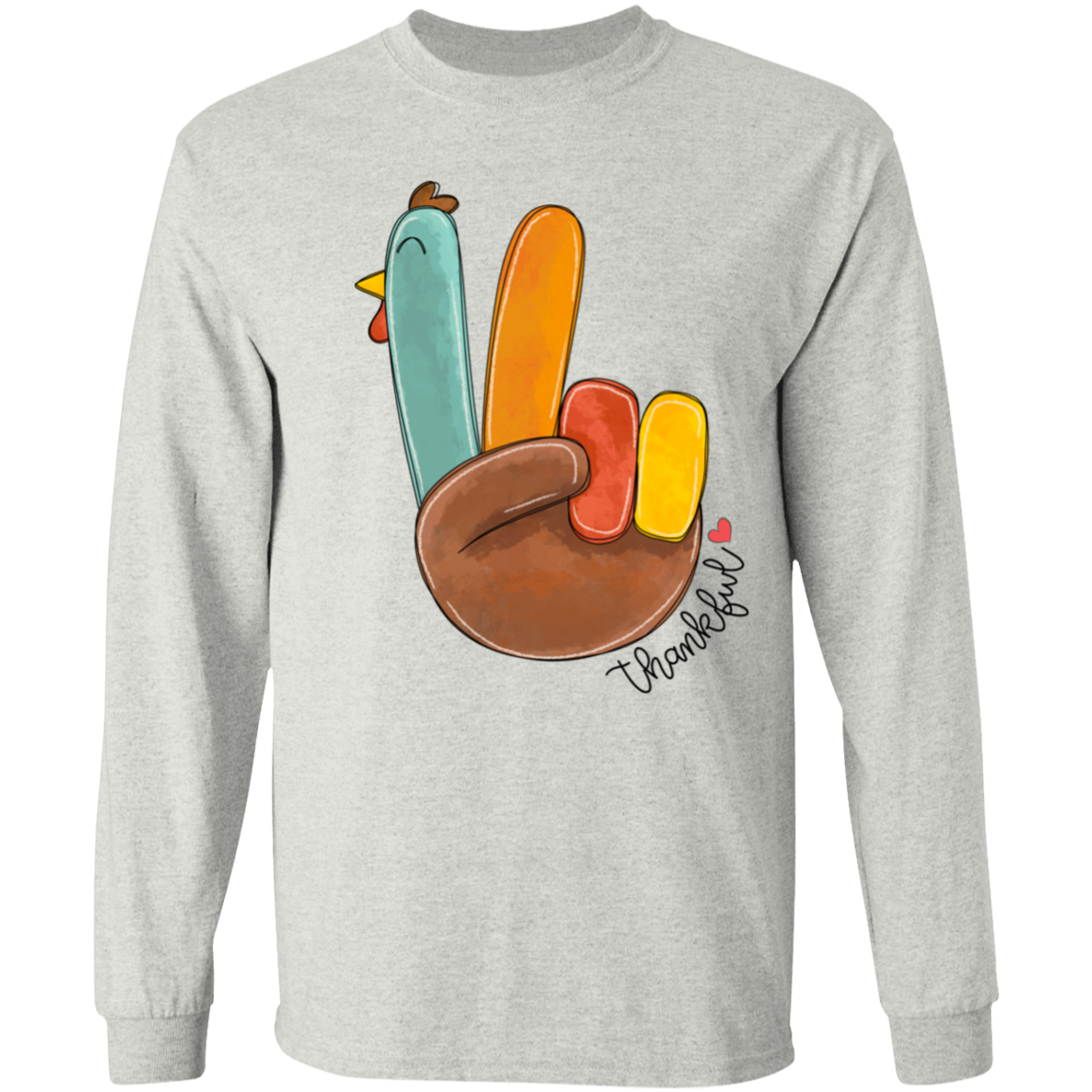 Peace Sign Turkey Thanksgiving LS T-Shirt