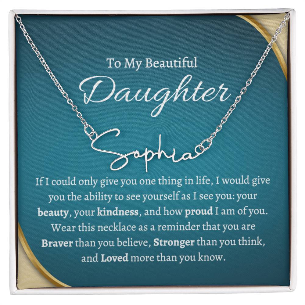 To My Daughter - You Are Loved More Than You Know - Personalized Name Necklace