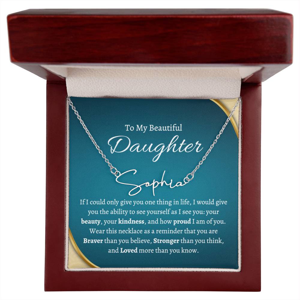 To My Daughter - You Are Loved More Than You Know - Personalized Name Necklace