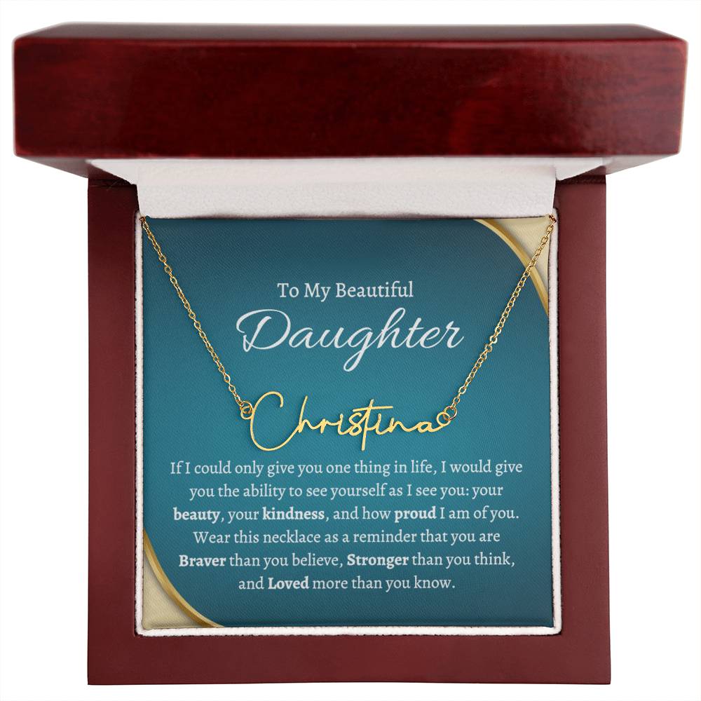 To My Daughter - You Are Loved More Than You Know - Personalized Name Necklace