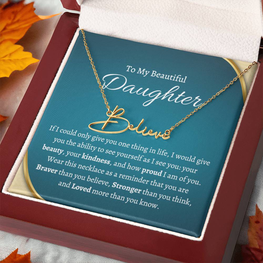 To My Daughter - You Are Loved More Than You Know - Personalized Name Necklace