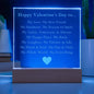 Valentine's Day Gift to My Soulmate - Custom Engraved Acrylic Plaque with Optional LED Base