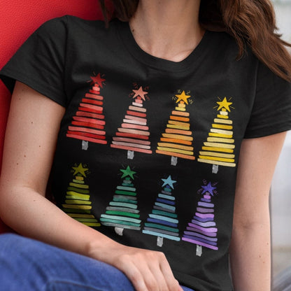 Colorful Rainbow Christmas Trees Collection - Graphic T-Shirts, Long-Sleeve Tees, Hoodie Tees, Sweatshirts, & Mugs