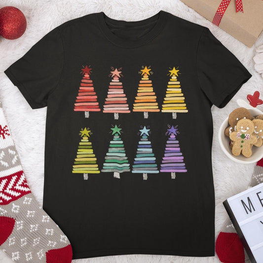 Colorful Rainbow Christmas Trees Collection - Graphic T-Shirts, Long-Sleeve Tees, Hoodie Tees, Sweatshirts, & Mugs