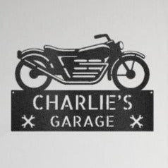 Motorcycle Garage Personalized Name Steel Sign