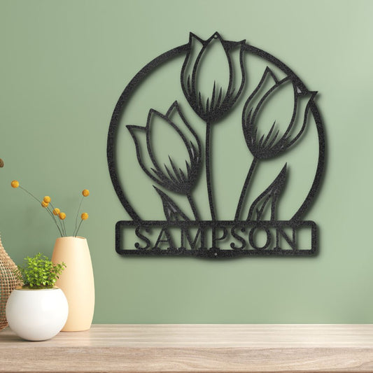 Wild Tulip Personalized Name Steel Sign