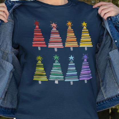 Colorful Rainbow Christmas Trees Collection - Graphic T-Shirts, Long-Sleeve Tees, Hoodie Tees, Sweatshirts, & Mugs