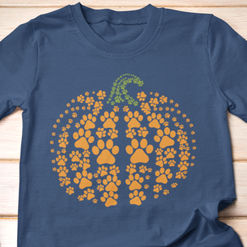 Dog Pawprint Pumpkin Fall T-Shirt