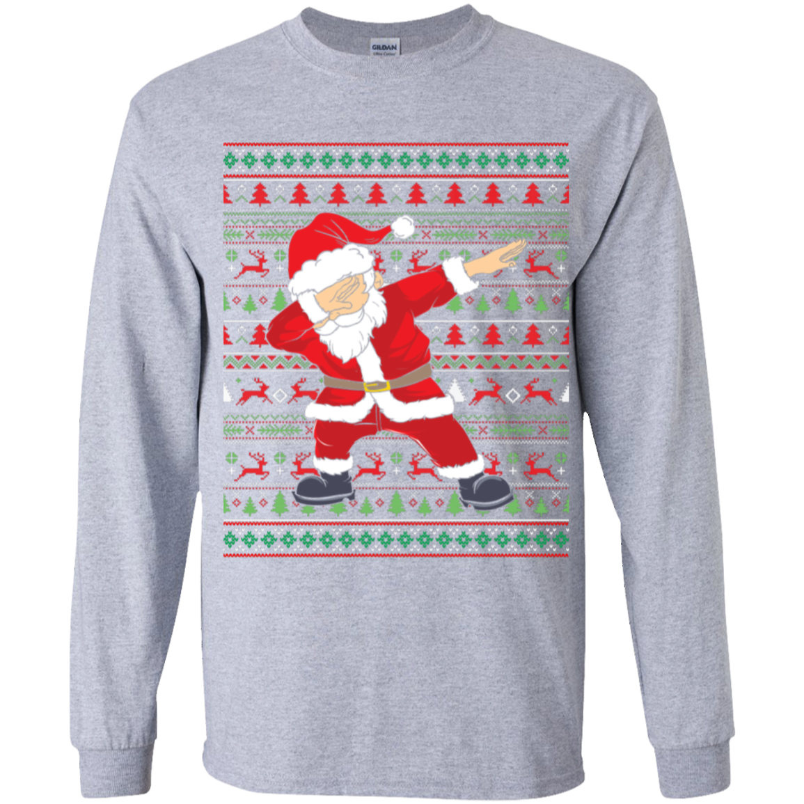 Dabbing Santa Ugly Christmas Sweater Youth LS T-Shirt