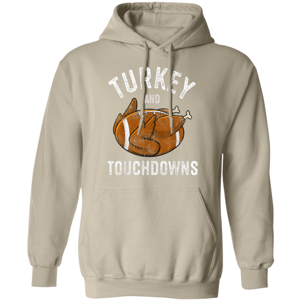 Turkey and Touchdowns Thanksgiving Football Pullover Hoodie