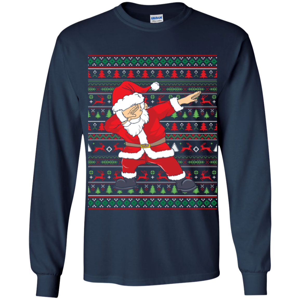 Dabbing Santa Ugly Christmas Sweater Youth LS T-Shirt