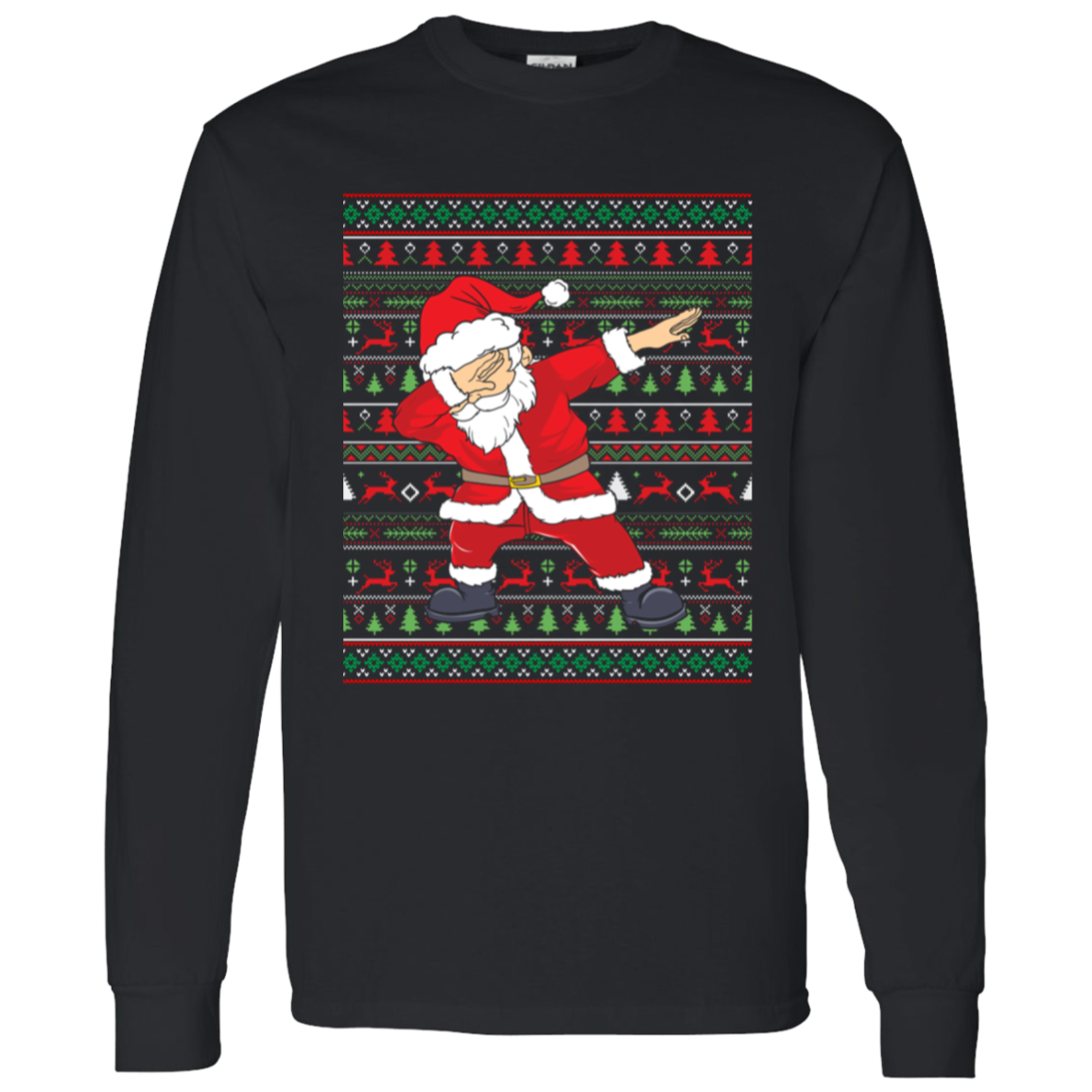 Dabbing Santa Ugly Christmas Sweater LS T-Shirt