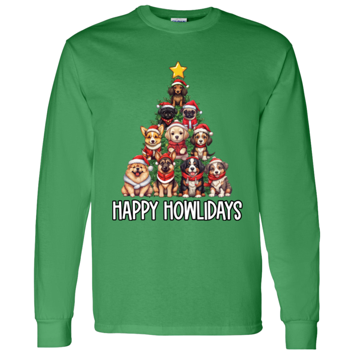 Happy Howlidays Dog Christmas Tree LS T-Shirt