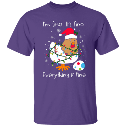 I'm Fine, It's Fine, Everything Is Fine Chicken Funny Christmas T-Shirt