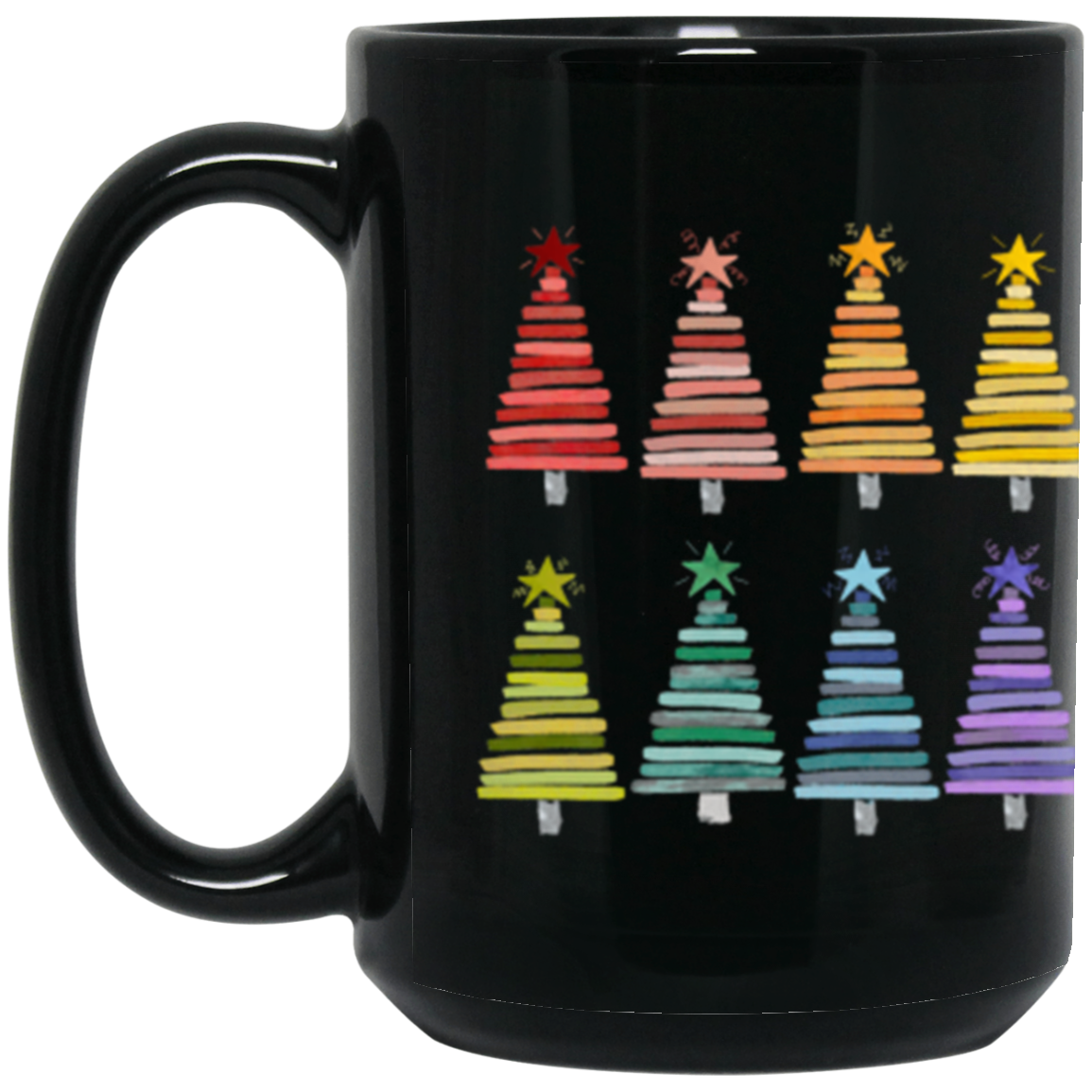 Colorful Rainbow Christmas Trees Collection - Graphic T-Shirts, Long-Sleeve Tees, Hoodie Tees, Sweatshirts, & Mugs