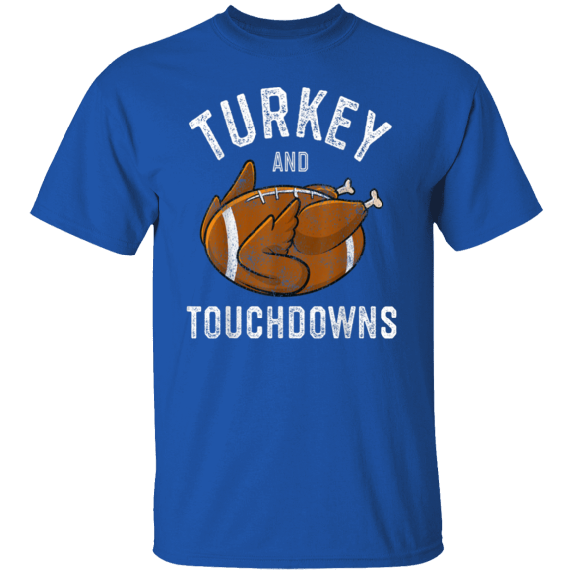 Turkey and Touchdowns Thanksgiving Football T-Shirt