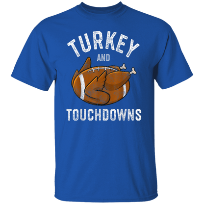 Turkey and Touchdowns Thanksgiving Football T-Shirt