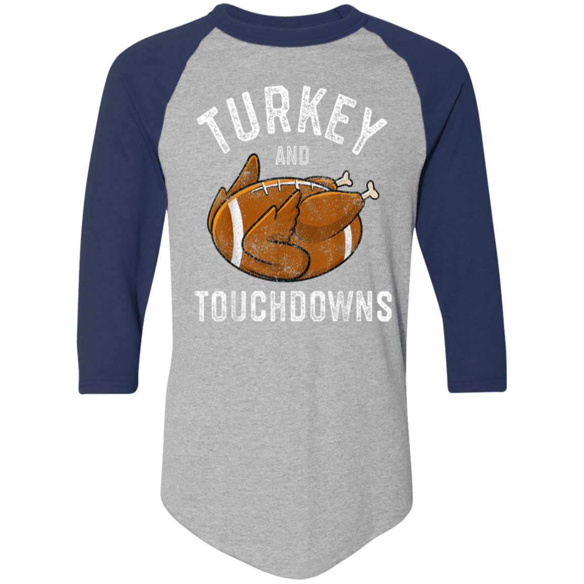 Turkey and Touchdowns Thanksgiving Football Colorblock Raglan Jersey