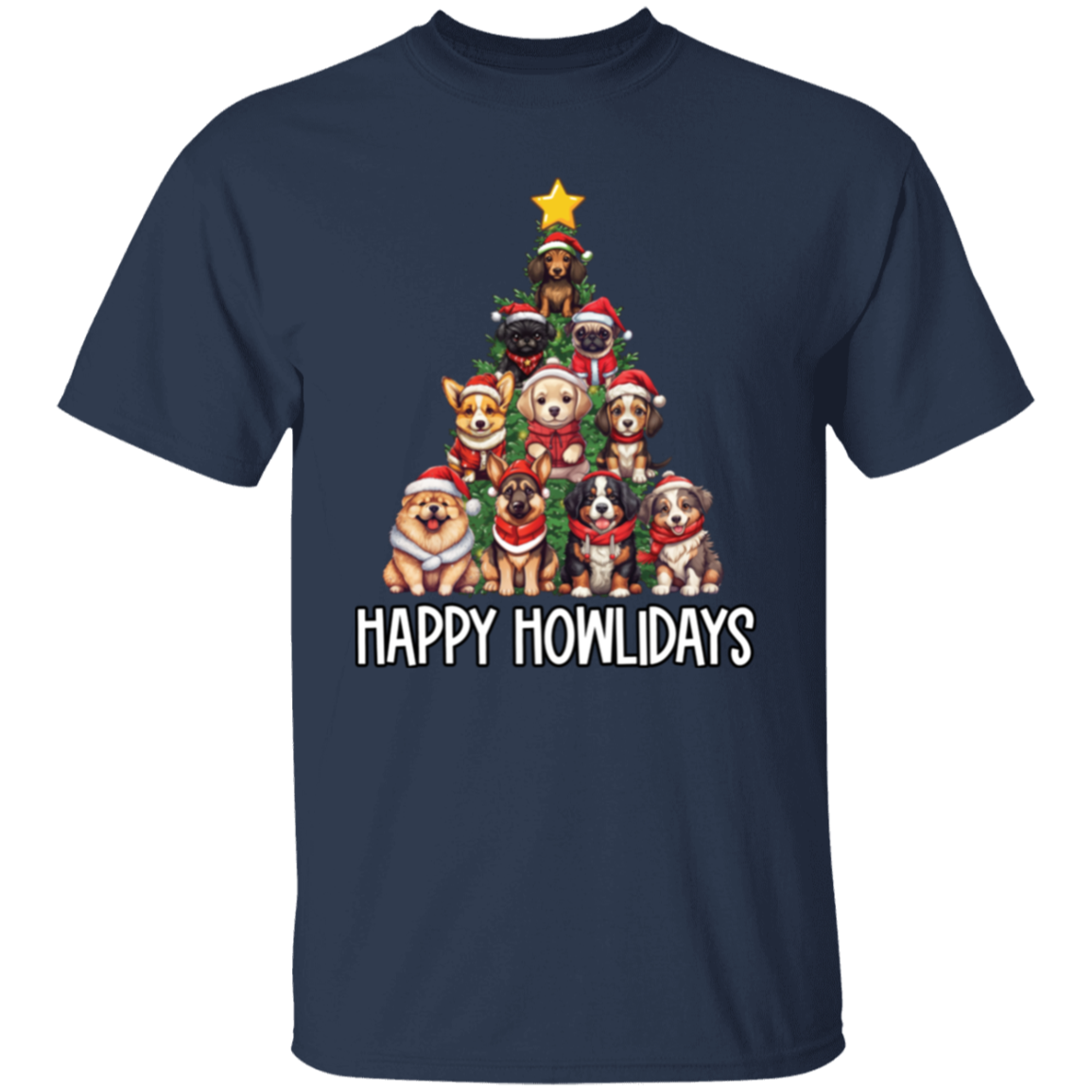 Happy Howlidays Dog Christmas Tree T-Shirt