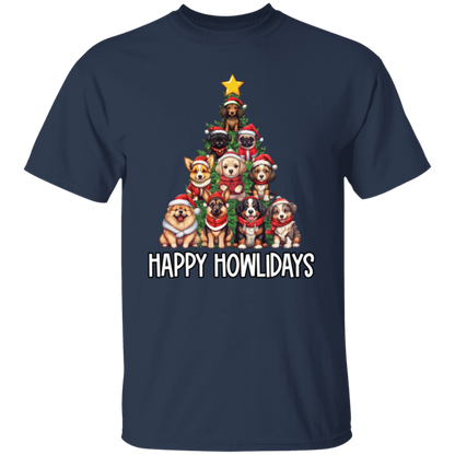 Happy Howlidays Dog Christmas Tree T-Shirt