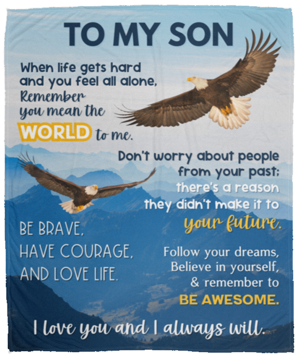 To My Son | I Will Always Love You - Bald Eagle Cozy Plush Fleece Blanket