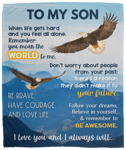 To My Son | I Will Always Love You - Bald Eagle Cozy Plush Fleece Blanket