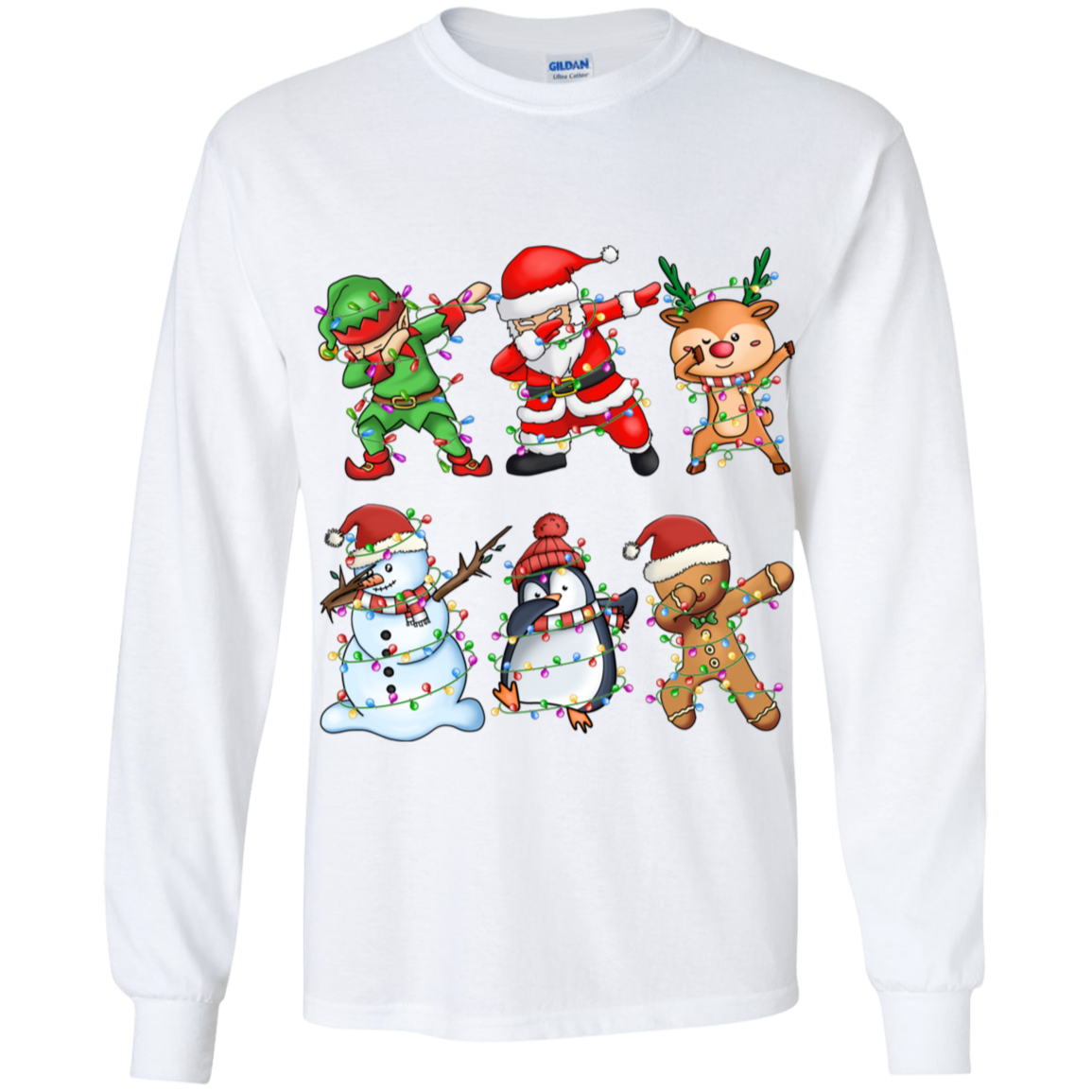 Dabbing Christmas Friends: Elf, Santa, Rudolph, Frosty+ Youth LS T-Shirt