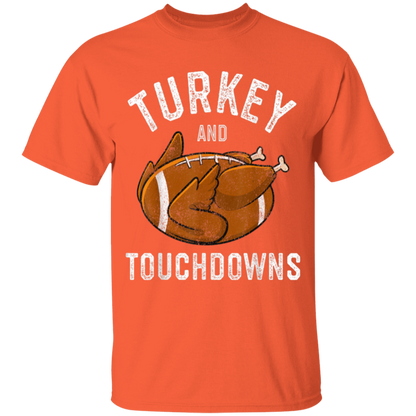 Turkey and Touchdowns Thanksgiving Football Youth T-Shirt