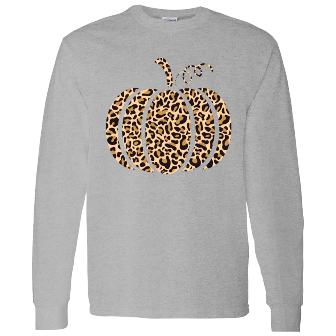 Leopard-Print Pumpkin Cute Fall LS T-Shirt