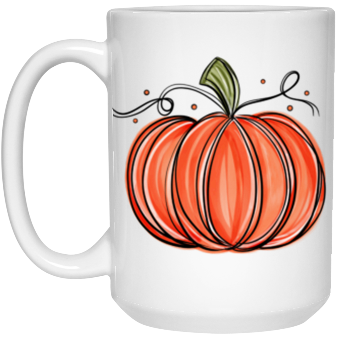 Pretty Fall Pumpkin 11 oz or 15 oz White Ceramic Mug