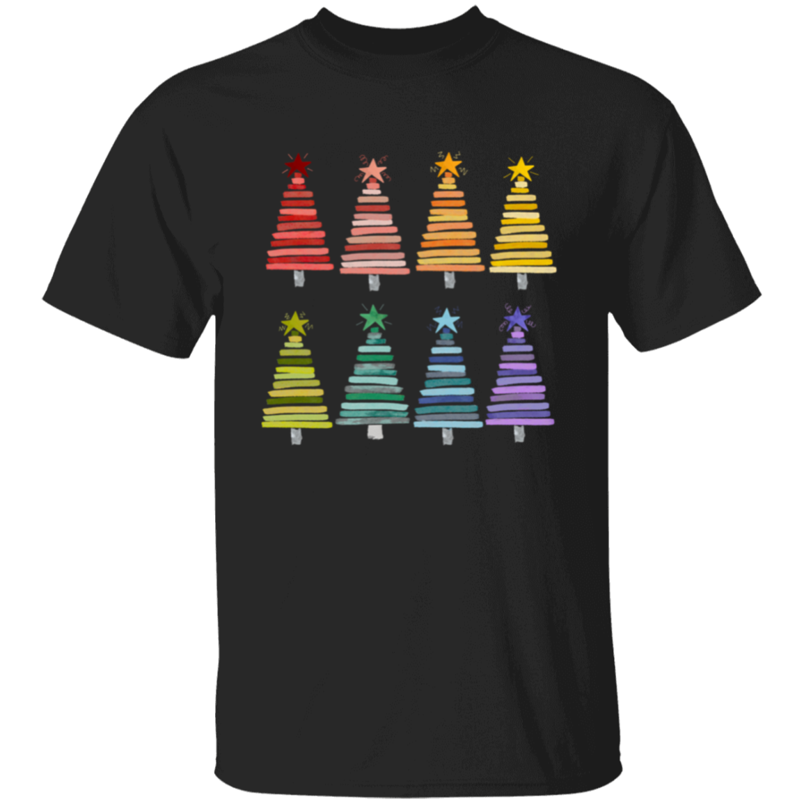 Colorful Rainbow Christmas Trees Collection - Graphic T-Shirts, Long-Sleeve Tees, Hoodie Tees, Sweatshirts, & Mugs