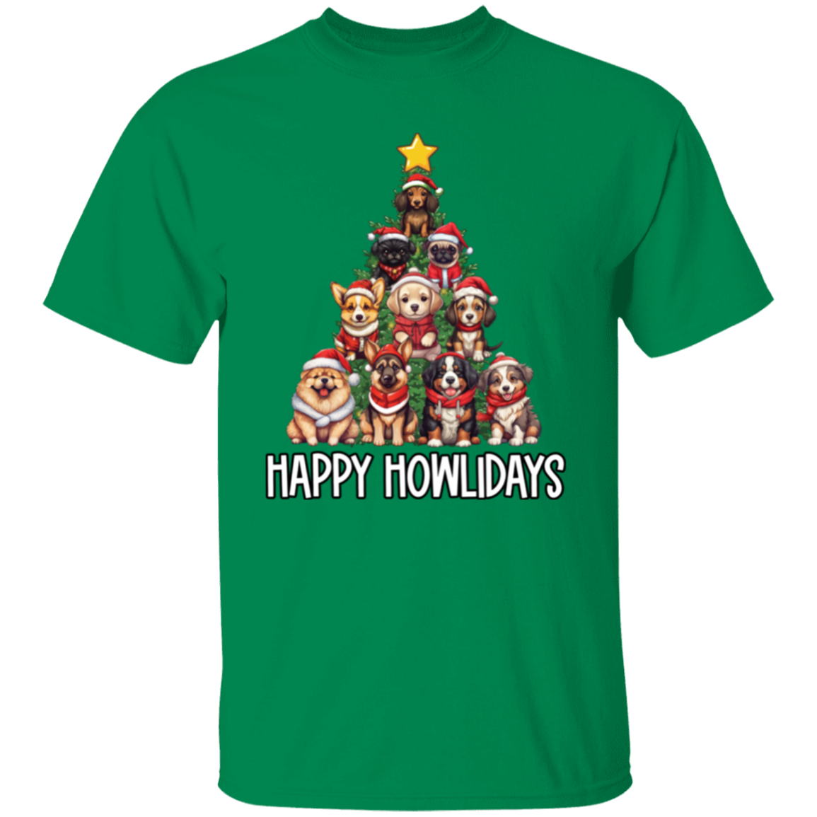 Happy Howlidays Dog Christmas Tree T-Shirt