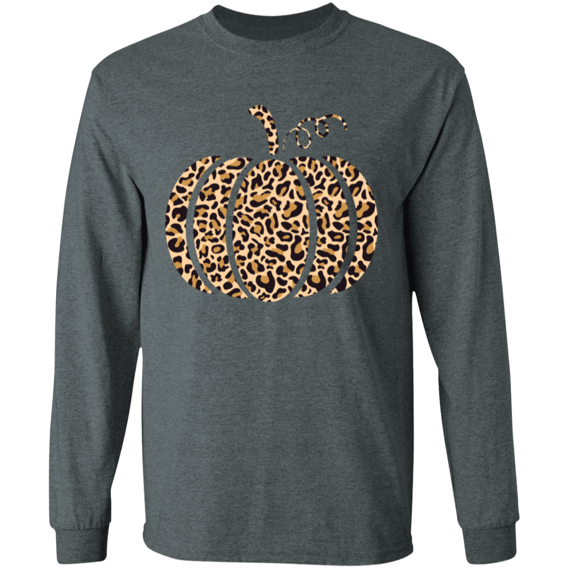 Leopard-Print Pumpkin Cute Fall LS T-Shirt