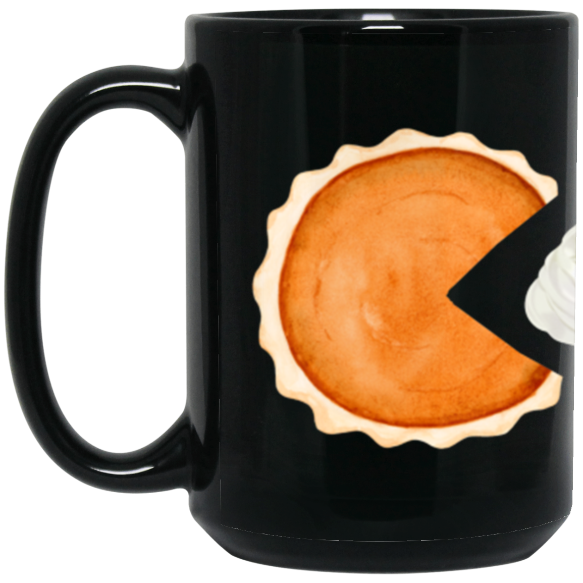 Pacman Pumpkin Pie 11 oz or 15 oz Black Ceramic Mug