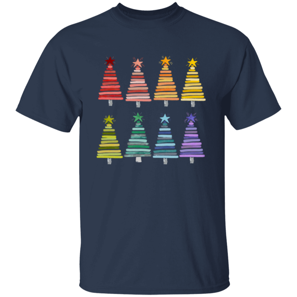 Colorful Rainbow Christmas Trees Collection - Graphic T-Shirts, Long-Sleeve Tees, Hoodie Tees, Sweatshirts, & Mugs