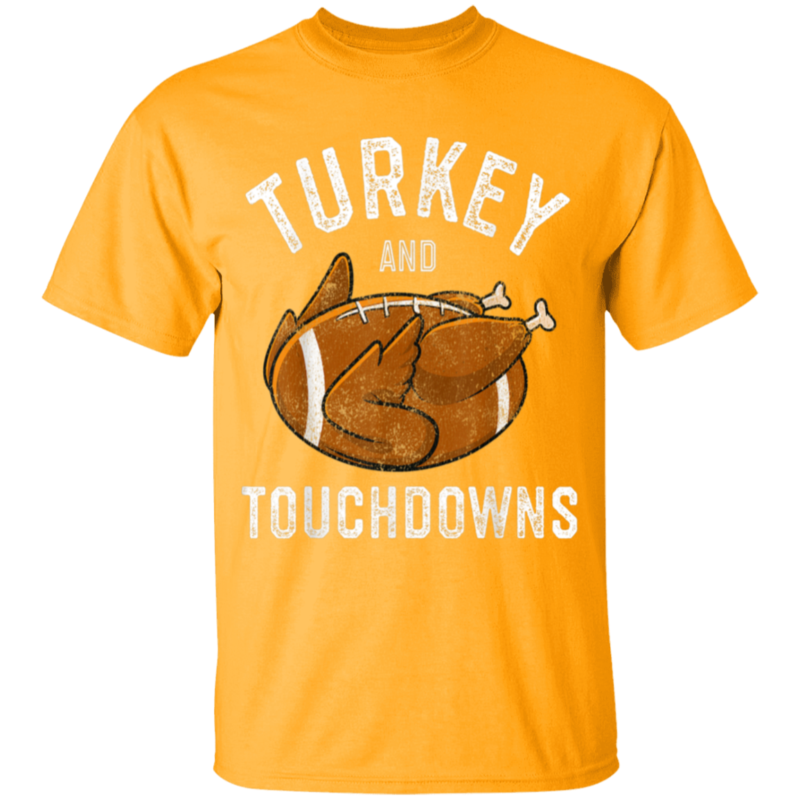 Turkey and Touchdowns Thanksgiving Football Youth T-Shirt