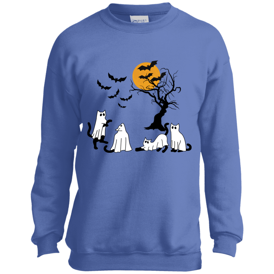 Ghost Cats Halloween Youth Crewneck Sweatshirt