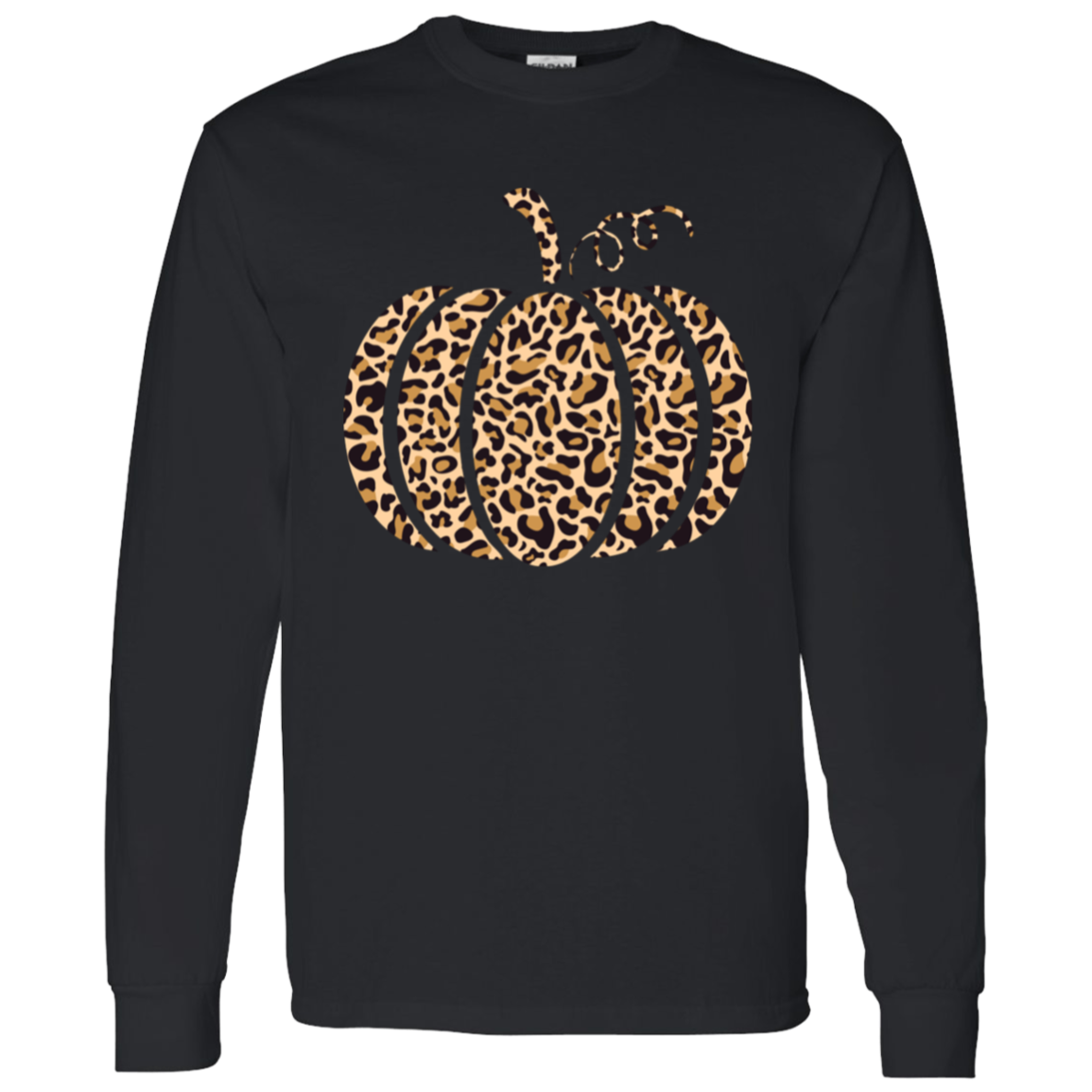 Leopard-Print Pumpkin Cute Fall LS T-Shirt