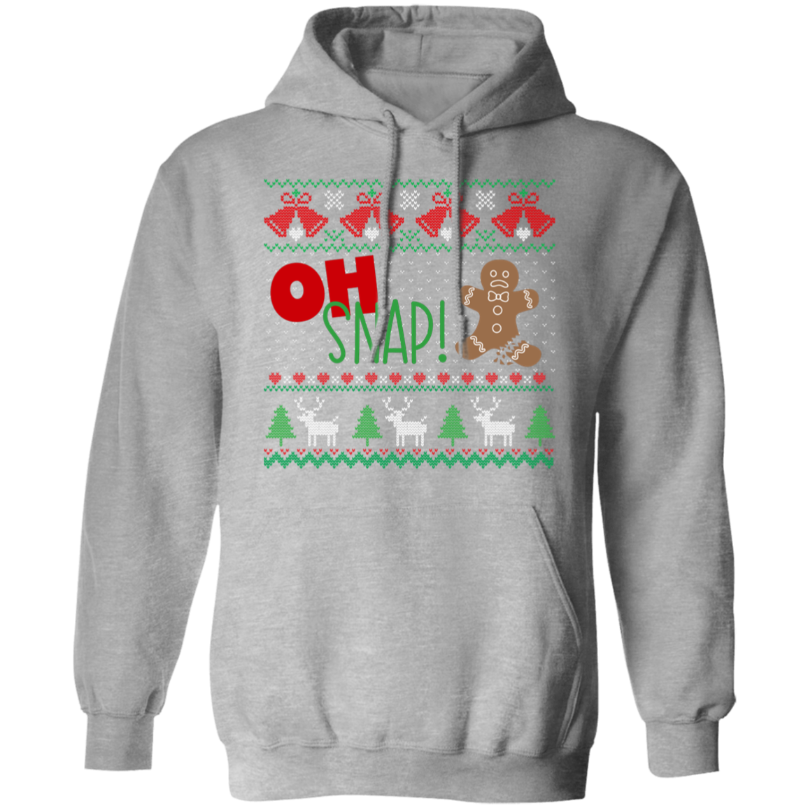 Oh Snap! Gingerbread Man Ugly Christmas Sweater Pullover Hoodie