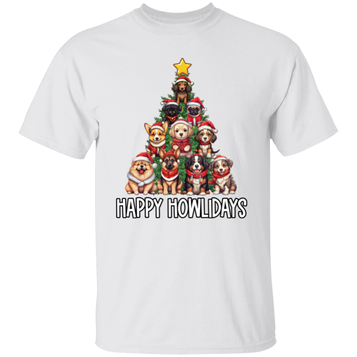 Happy Howlidays Dog Christmas Tree T-Shirt