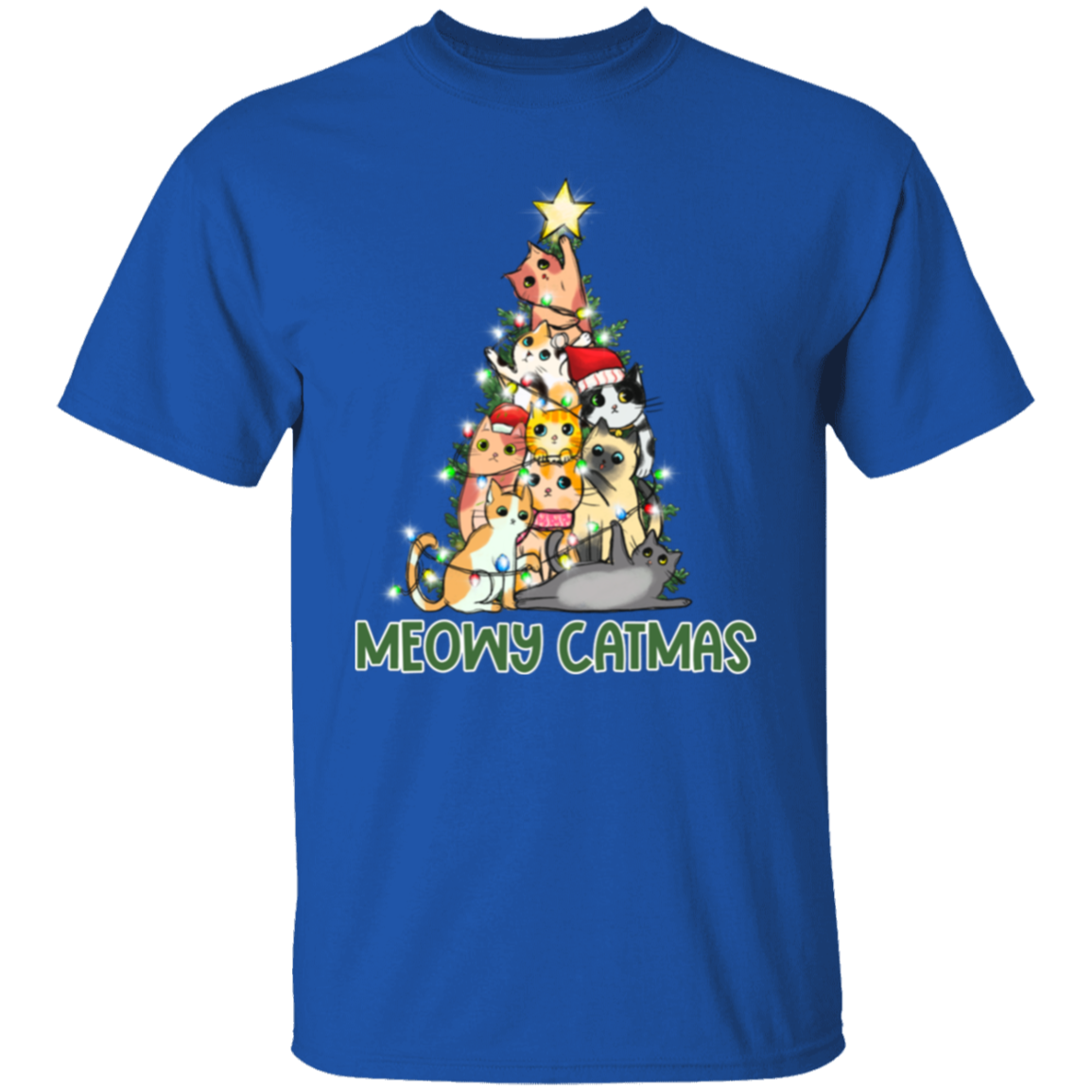 Meowy Catmas Cat Christmas Tree Cute Holiday T-Shirt