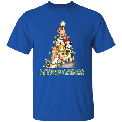 Meowy Catmas Cat Christmas Tree Cute Holiday T-Shirt