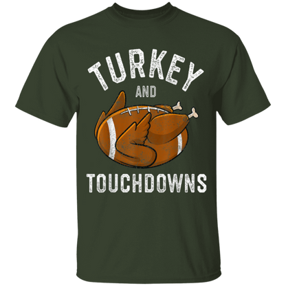 Turkey and Touchdowns Thanksgiving Football Youth T-Shirt