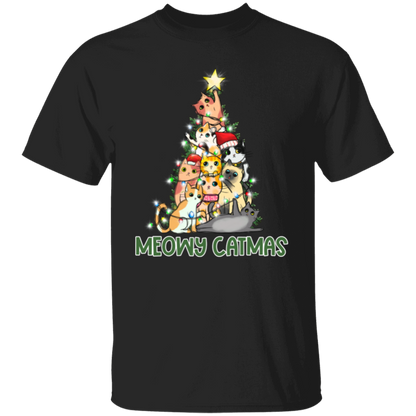 Meowy Catmas Cat Christmas Tree Cute Holiday T-Shirt