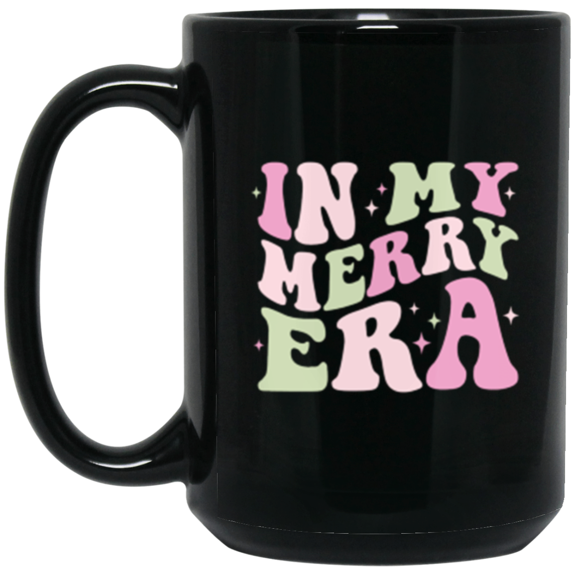 In My Merry Era Retro Christmas 11 oz or 15oz Black Mug