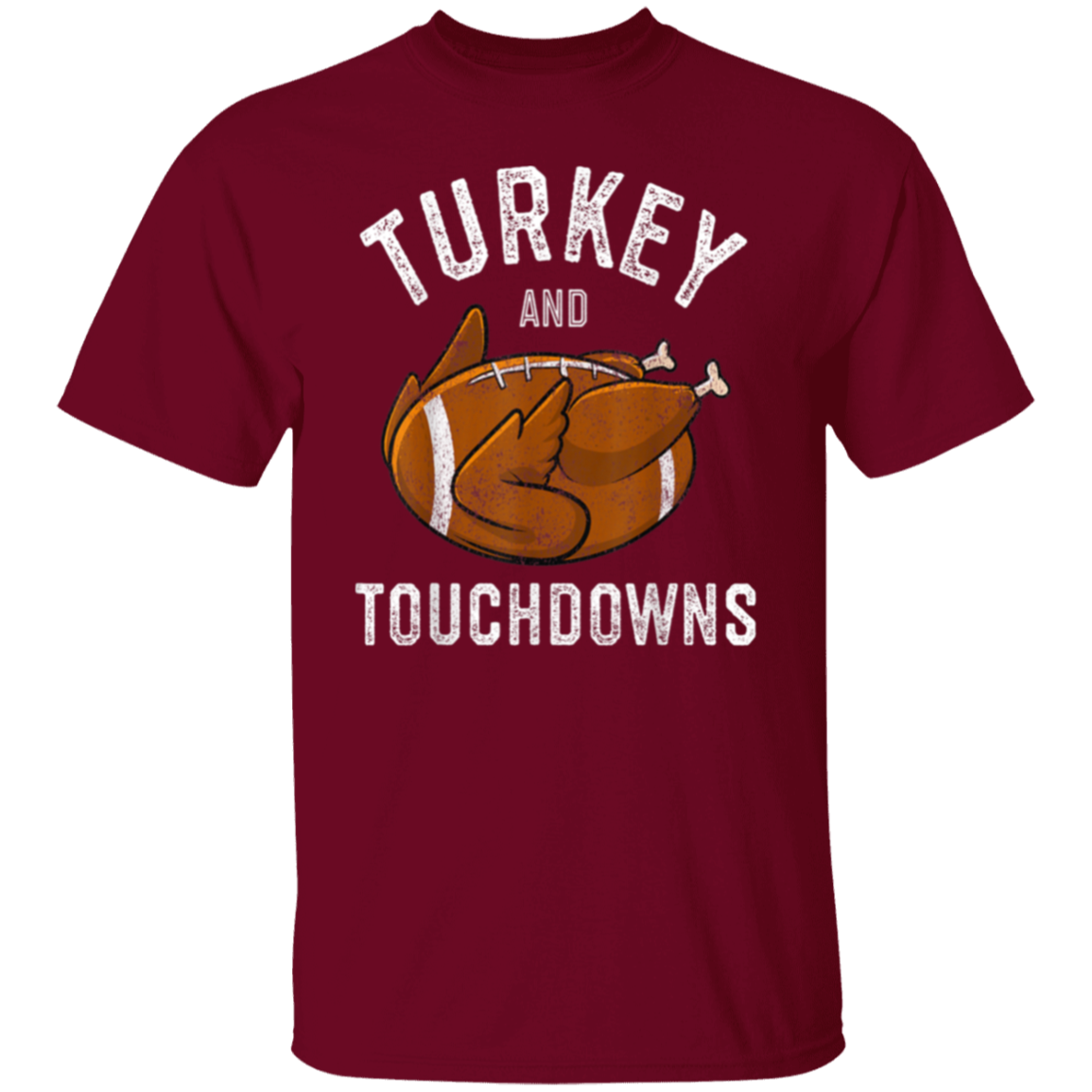 Turkey and Touchdowns Thanksgiving Football T-Shirt