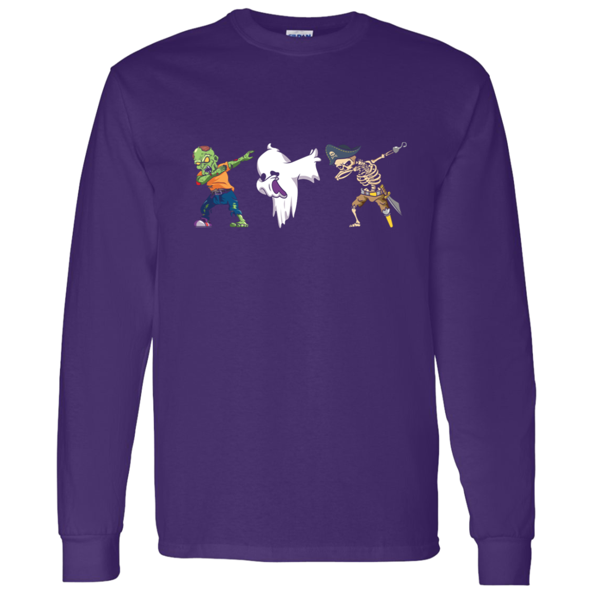 Halloween Dabbing  Zombie, Ghost, & Skeleton LS T-Shirt