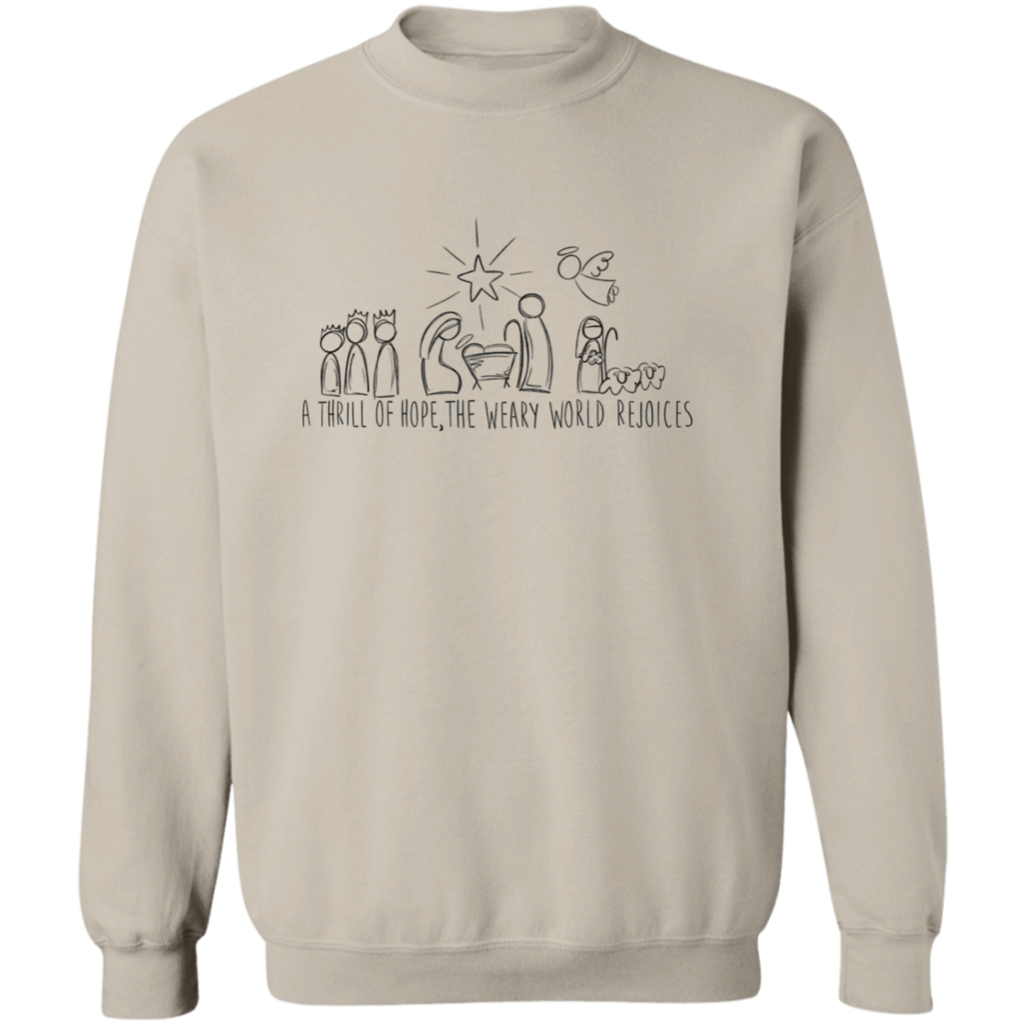 A Thrill of Hope Christmas Collection: Nativity Doodles, Inspirational Wear - T-Shirt, LS T-Shirt, or Crewneck Sweatshirt